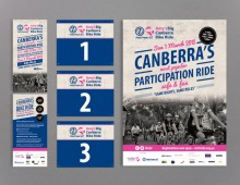 Pedal Power – Amy’s Big Canberra Bike Ride – branding, flyer, poster and number plates